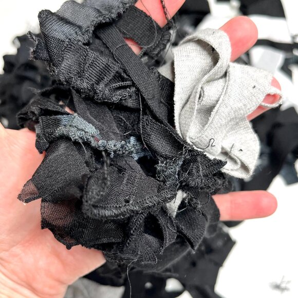 ❤️3/$30! 1/2# Lb Fabric Lot Gray Black Ruffle Fringe Mummy Halloween Cosplay - Picture 4 of 6